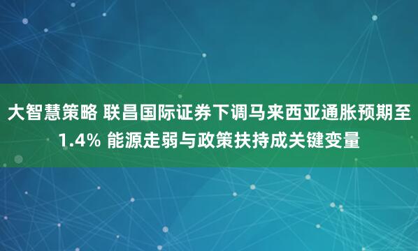 大智慧策略 联昌国际证券下调马来西亚通胀预期至1.4% 能源走弱与政策扶持成关键变量